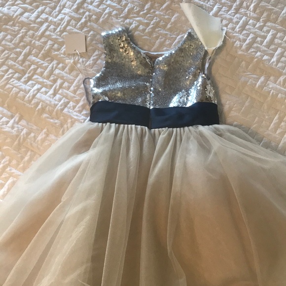 Flower girl dress - size 4T. Gray/silver/navy blue - Picture 3 of 4